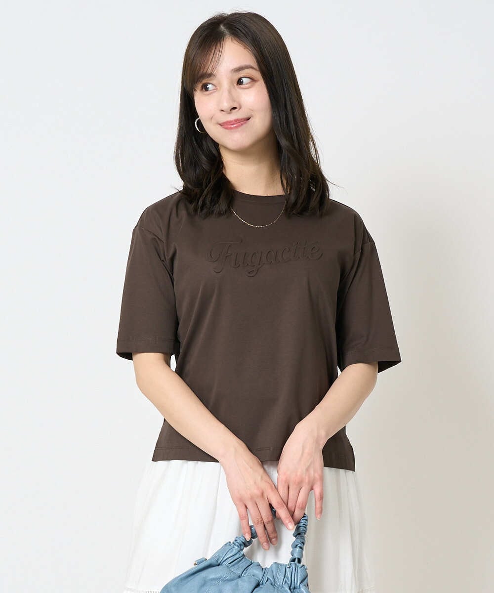 F1KHA62080 MK MICHEL KLEIN(小さいサイズ)(メゾン ドゥ サンク) 【小さいサイズ】リラックスシルエット ロゴTシャツ/接触冷感/洗える ホワイト