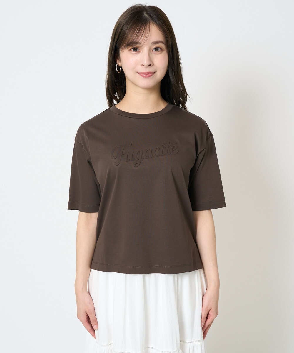 F1KHA62080 MK MICHEL KLEIN(小さいサイズ)(メゾン ドゥ サンク) 【小さいサイズ】リラックスシルエット ロゴTシャツ/接触冷感/洗える ホワイト