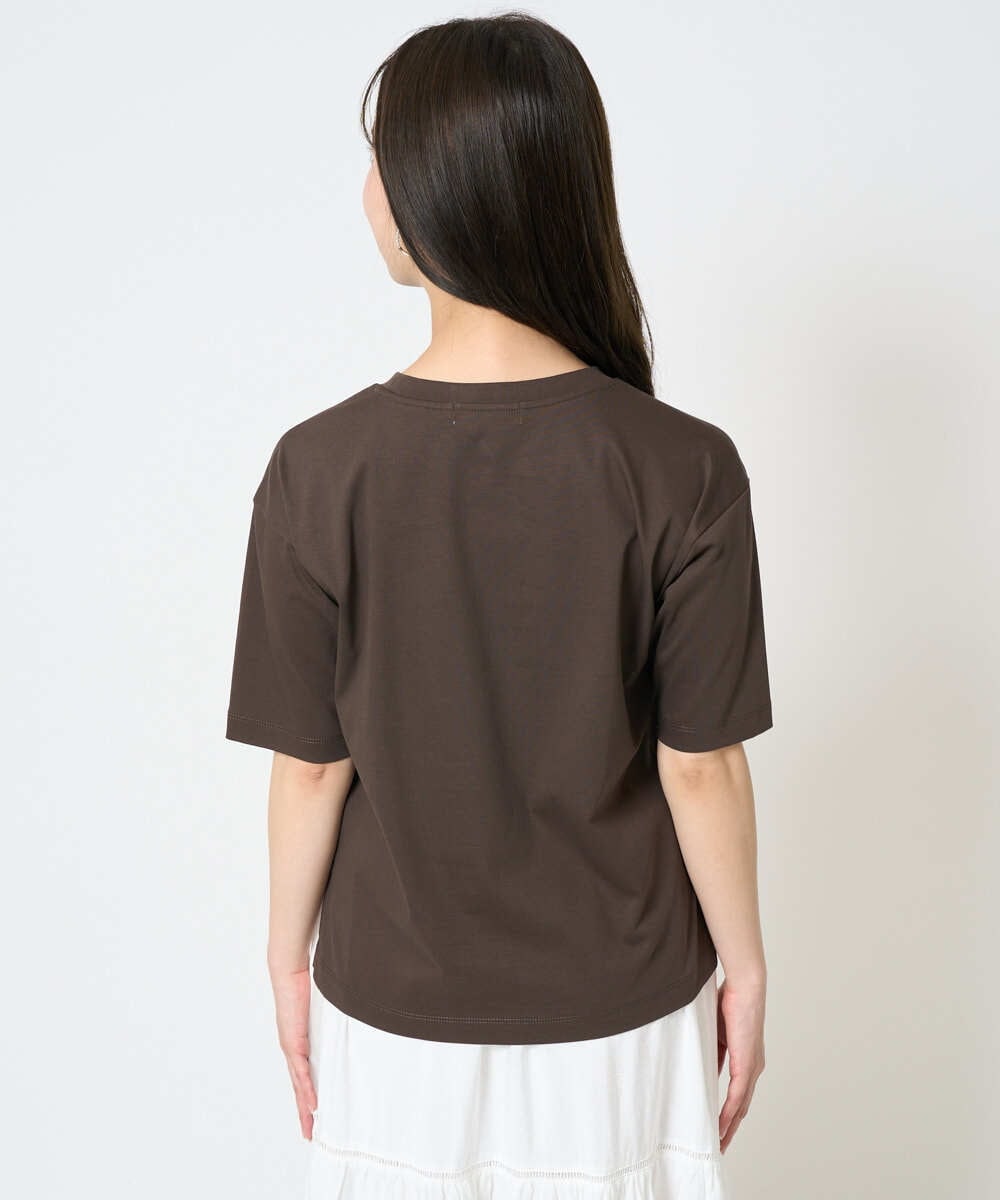 F1KHA62080 MK MICHEL KLEIN(小さいサイズ)(メゾン ドゥ サンク) 【小さいサイズ】リラックスシルエット ロゴTシャツ/接触冷感/洗える ホワイト