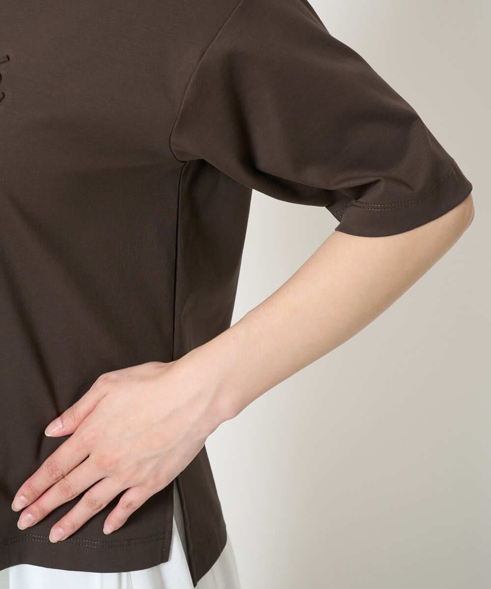 F1KHA62080 MK MICHEL KLEIN(小さいサイズ)(メゾン ドゥ サンク) 【小さいサイズ】リラックスシルエット ロゴTシャツ/接触冷感/洗える ホワイト