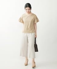 F1KHP27100 MK MICHEL KLEIN(小さいサイズ)(メゾン ドゥ サンク) 【小さいサイズ】フレアスリーブカットソー/洗える モカ