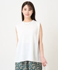 F1KHV65110 MK MICHEL KLEIN(小さいサイズ)(メゾン ドゥ サンク) 【小さいサイズ】ふくれカットジャガード テントラインシルエットカットソー/洗える イエロー