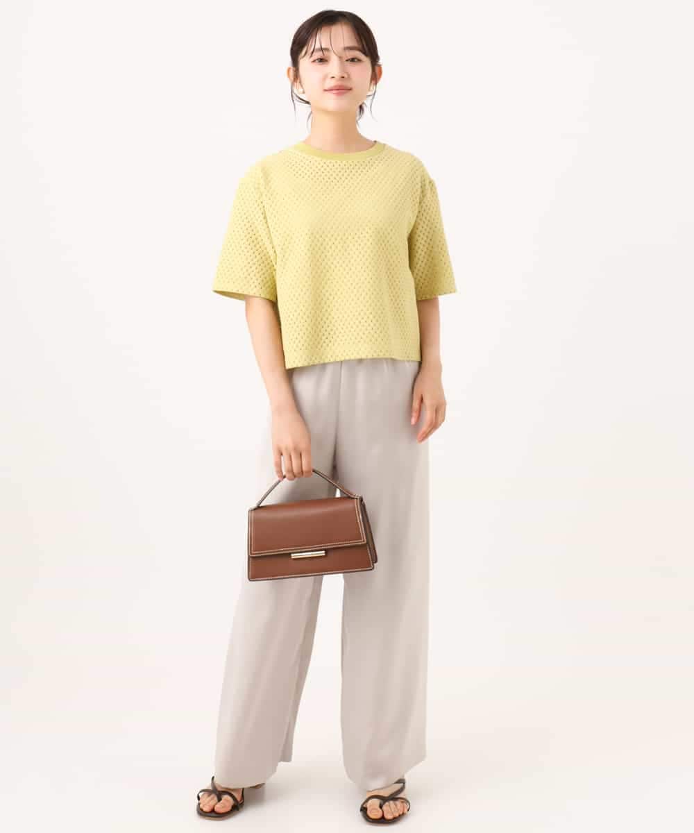 F1KID72110 MK MICHEL KLEIN(小さいサイズ)(メゾン ドゥ サンク) 【小さいサイズ】[洗える]ドット調アイレット レースTシャツ イエロー
