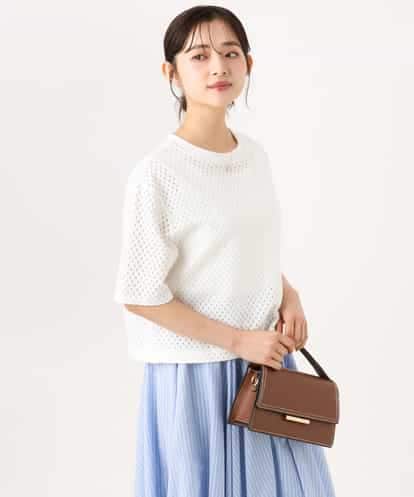 F1KID72110 MK MICHEL KLEIN(小さいサイズ) 【小さいサイズ】[洗える]ドット調アイレット レースTシャツ