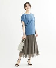 F1KIS18100 MK MICHEL KLEIN(小さいサイズ)(メゾン ドゥ サンク) 【小さいサイズ】半袖ポンチカットソー/洗える ブルー