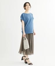 F1KIS18100 MK MICHEL KLEIN(小さいサイズ)(メゾン ドゥ サンク) 【小さいサイズ】半袖ポンチカットソー/洗える ブルー