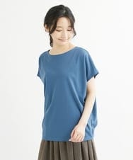 F1KIS18100 MK MICHEL KLEIN(小さいサイズ)(メゾン ドゥ サンク) 【小さいサイズ】半袖ポンチカットソー/洗える ブルー