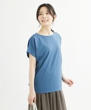 F1KIS18100 MK MICHEL KLEIN(小さいサイズ)(メゾン ドゥ サンク) 【小さいサイズ】半袖ポンチカットソー/洗える ブルー