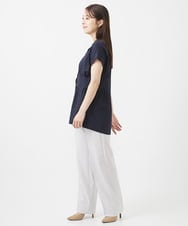 F1KIV71130 MK MICHEL KLEIN(小さいサイズ)(メゾン ドゥ サンク) 【小さいサイズ】サッカーストライプ ウエストタックカットソー/洗える ホワイト