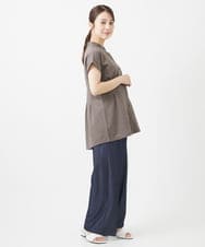 F1KIV71130 MK MICHEL KLEIN(小さいサイズ)(メゾン ドゥ サンク) 【小さいサイズ】サッカーストライプ ウエストタックカットソー/洗える ホワイト