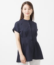 F1KIV71130 MK MICHEL KLEIN(小さいサイズ)(メゾン ドゥ サンク) 【小さいサイズ】サッカーストライプ ウエストタックカットソー/洗える ホワイト