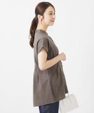F1KIV71130 MK MICHEL KLEIN(小さいサイズ)(メゾン ドゥ サンク) 【小さいサイズ】サッカーストライプ ウエストタックカットソー/洗える ホワイト