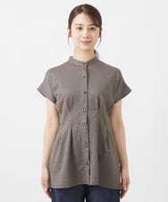 F1KIV71130 MK MICHEL KLEIN(小さいサイズ)(メゾン ドゥ サンク) 【小さいサイズ】サッカーストライプ ウエストタックカットソー/洗える ホワイト