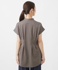 F1KIV71130 MK MICHEL KLEIN(小さいサイズ)(メゾン ドゥ サンク) 【小さいサイズ】サッカーストライプ ウエストタックカットソー/洗える ホワイト
