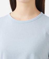 F1KIV72110 MK MICHEL KLEIN(小さいサイズ)(メゾン ドゥ サンク) 【小さいサイズ】ジャージーラメTシャツ/洗える ライトブルー