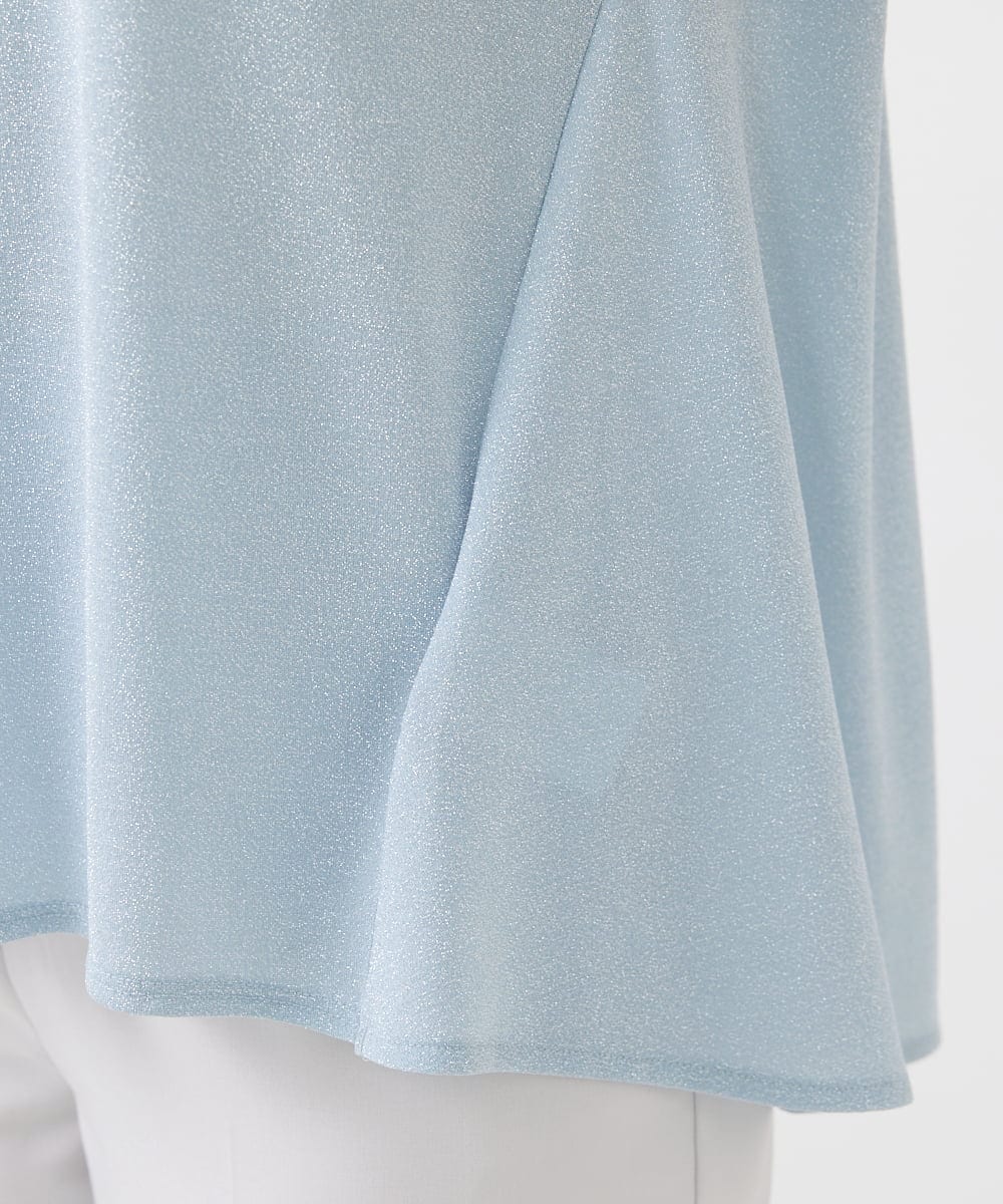 F1KIV72110 MK MICHEL KLEIN(小さいサイズ)(メゾン ドゥ サンク) 【小さいサイズ】ジャージーラメTシャツ/洗える ライトブルー
