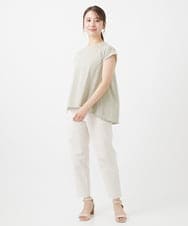 F1KIV72110 MK MICHEL KLEIN(小さいサイズ)(メゾン ドゥ サンク) 【小さいサイズ】ジャージーラメTシャツ/洗える ライトブルー