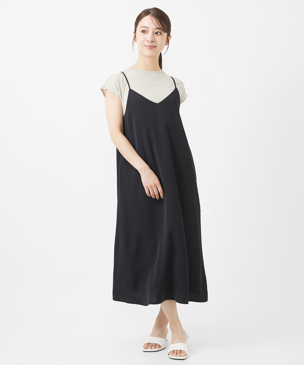F1KIV72110 MK MICHEL KLEIN(小さいサイズ)(メゾン ドゥ サンク) 【小さいサイズ】ジャージーラメTシャツ/洗える ライトブルー