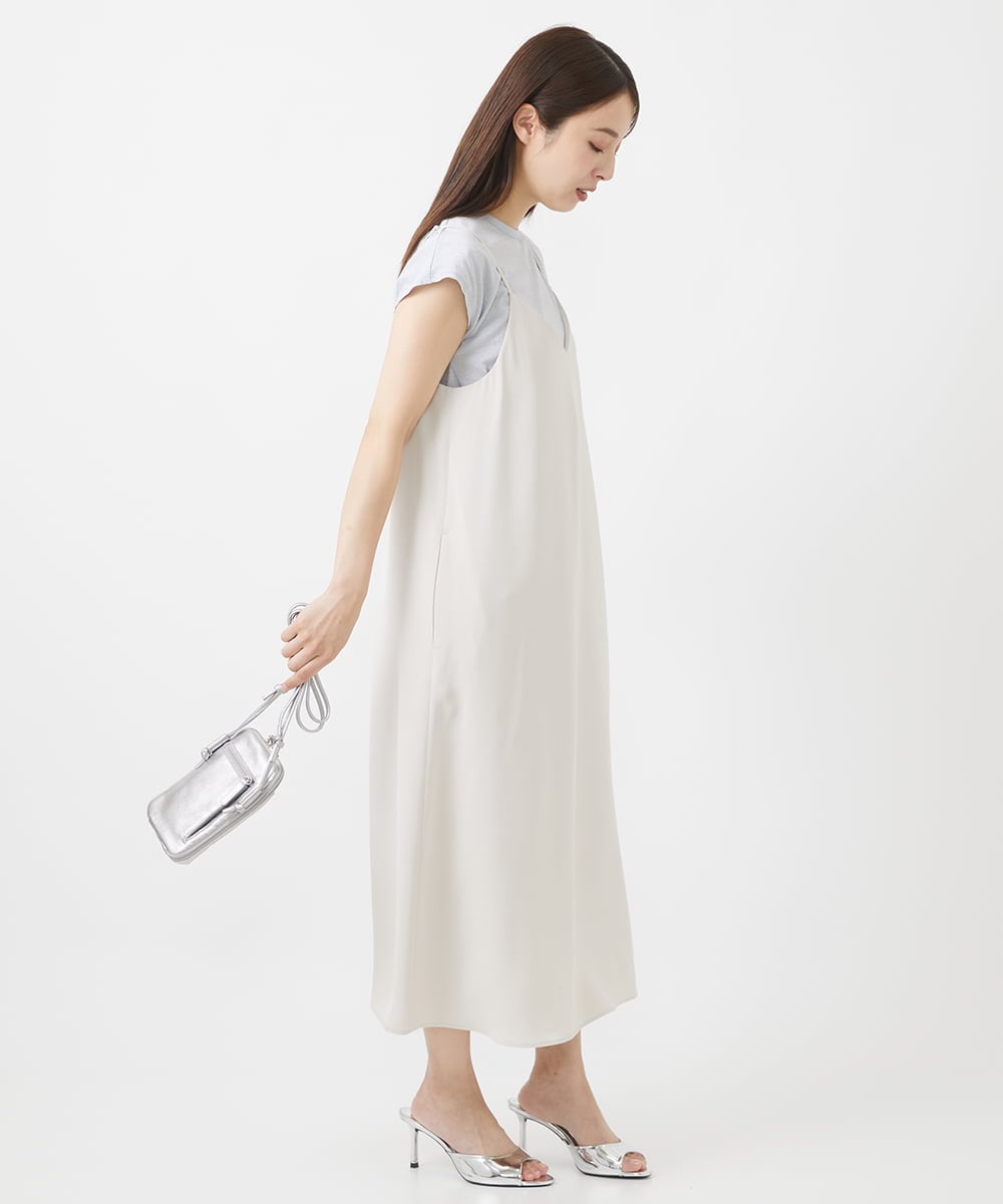 F1KIV72110 MK MICHEL KLEIN(小さいサイズ)(メゾン ドゥ サンク) 【小さいサイズ】ジャージーラメTシャツ/洗える ライトブルー