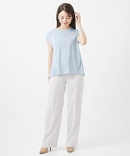 F1KIV72110 MK MICHEL KLEIN(小さいサイズ)(メゾン ドゥ サンク) 【小さいサイズ】ジャージーラメTシャツ/洗える ライトブルー