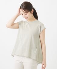 F1KIV72110 MK MICHEL KLEIN(小さいサイズ)(メゾン ドゥ サンク) 【小さいサイズ】ジャージーラメTシャツ/洗える ライトブルー