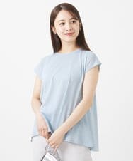 F1KIV72110 MK MICHEL KLEIN(小さいサイズ)(メゾン ドゥ サンク) 【小さいサイズ】ジャージーラメTシャツ/洗える ライトブルー