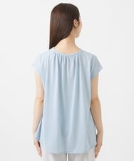 F1KIV72110 MK MICHEL KLEIN(小さいサイズ)(メゾン ドゥ サンク) 【小さいサイズ】ジャージーラメTシャツ/洗える ライトブルー