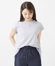 F1KIV72110 MK MICHEL KLEIN(小さいサイズ)(メゾン ドゥ サンク) 【小さいサイズ】ジャージーラメTシャツ/洗える シルバー