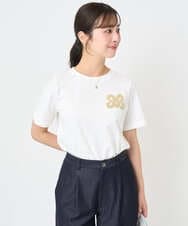 F1KJA21080 MK MICHEL KLEIN(小さいサイズ)(メゾン ドゥ サンク) 【小さいサイズ】イニシャル刺繍コットンTシャツ/UVカット/接触冷感/洗える ホワイト
