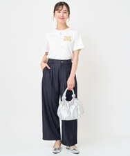 F1KJA21080 MK MICHEL KLEIN(小さいサイズ)(メゾン ドゥ サンク) 【小さいサイズ】イニシャル刺繍コットンTシャツ/UVカット/接触冷感/洗える ホワイト