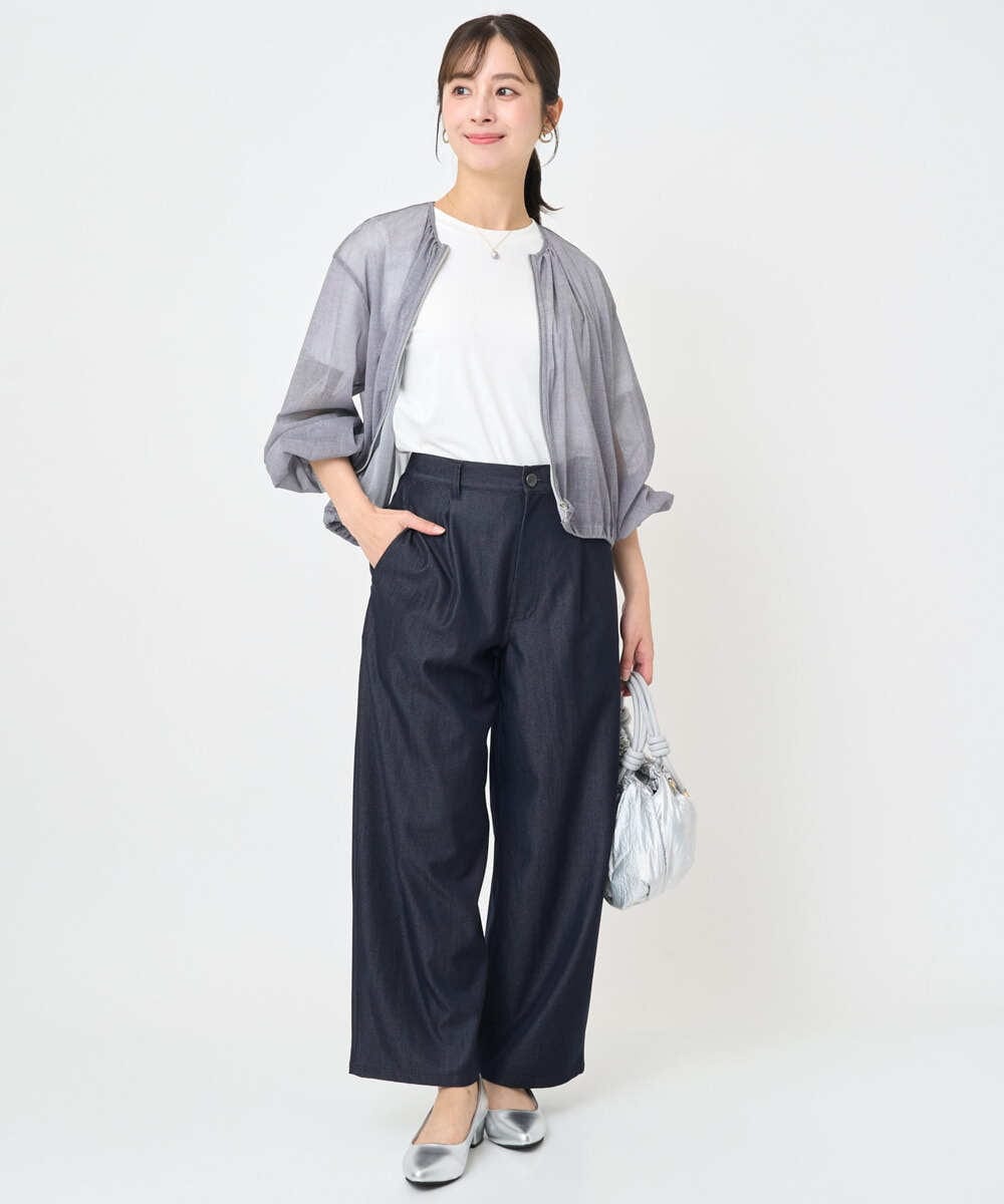 F1KJA21080 MK MICHEL KLEIN(小さいサイズ)(メゾン ドゥ サンク) 【小さいサイズ】イニシャル刺繍コットンTシャツ/UVカット/接触冷感/洗える ホワイト