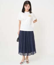 F1KJA21080 MK MICHEL KLEIN(小さいサイズ)(メゾン ドゥ サンク) 【小さいサイズ】イニシャル刺繍コットンTシャツ/UVカット/接触冷感/洗える ホワイト