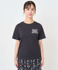 F1KJA21080 MK MICHEL KLEIN(小さいサイズ)(メゾン ドゥ サンク) 【小さいサイズ】イニシャル刺繍コットンTシャツ/UVカット/接触冷感/洗える ホワイト