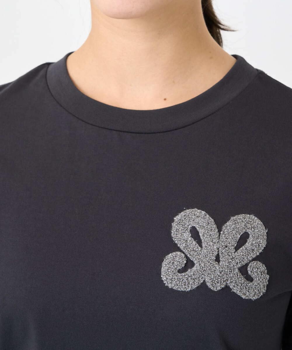 F1KJA21080 MK MICHEL KLEIN(小さいサイズ)(メゾン ドゥ サンク) 【小さいサイズ】イニシャル刺繍コットンTシャツ/UVカット/接触冷感/洗える ホワイト