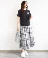F1KJA21080 MK MICHEL KLEIN(小さいサイズ)(メゾン ドゥ サンク) 【小さいサイズ】イニシャル刺繍コットンTシャツ/UVカット/接触冷感/洗える ホワイト