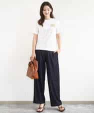F1KJA21080 MK MICHEL KLEIN(小さいサイズ)(メゾン ドゥ サンク) 【小さいサイズ】イニシャル刺繍コットンTシャツ/UVカット/接触冷感/洗える ホワイト