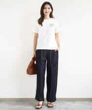 F1KJA21080 MK MICHEL KLEIN(小さいサイズ)(メゾン ドゥ サンク) 【小さいサイズ】イニシャル刺繍コットンTシャツ/UVカット/接触冷感/洗える ホワイト