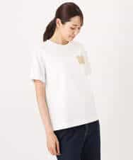F1KJA21080 MK MICHEL KLEIN(小さいサイズ)(メゾン ドゥ サンク) 【小さいサイズ】イニシャル刺繍コットンTシャツ/UVカット/接触冷感/洗える ホワイト
