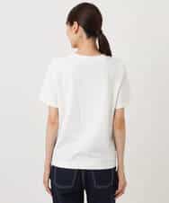 F1KJA21080 MK MICHEL KLEIN(小さいサイズ)(メゾン ドゥ サンク) 【小さいサイズ】イニシャル刺繍コットンTシャツ/UVカット/接触冷感/洗える ホワイト