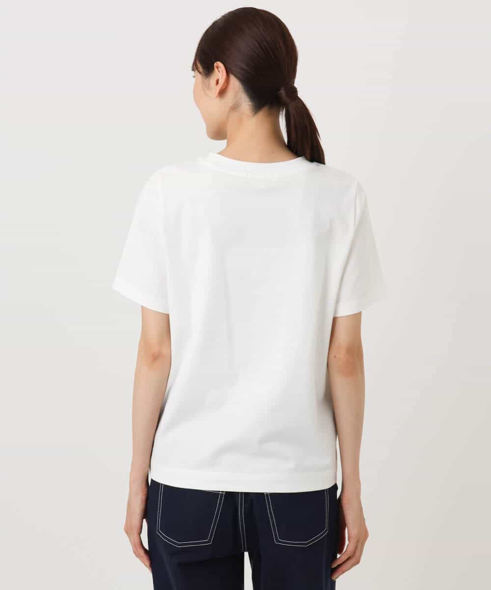 F1KJA21080 MK MICHEL KLEIN(小さいサイズ)(メゾン ドゥ サンク) 【小さいサイズ】イニシャル刺繍コットンTシャツ/UVカット/接触冷感/洗える ホワイト