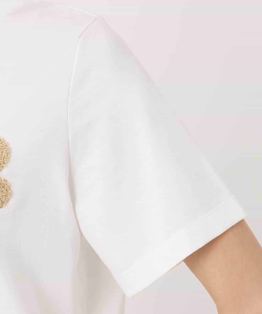 F1KJA21080 MK MICHEL KLEIN(小さいサイズ)(メゾン ドゥ サンク) 【小さいサイズ】イニシャル刺繍コットンTシャツ/UVカット/接触冷感/洗える ホワイト