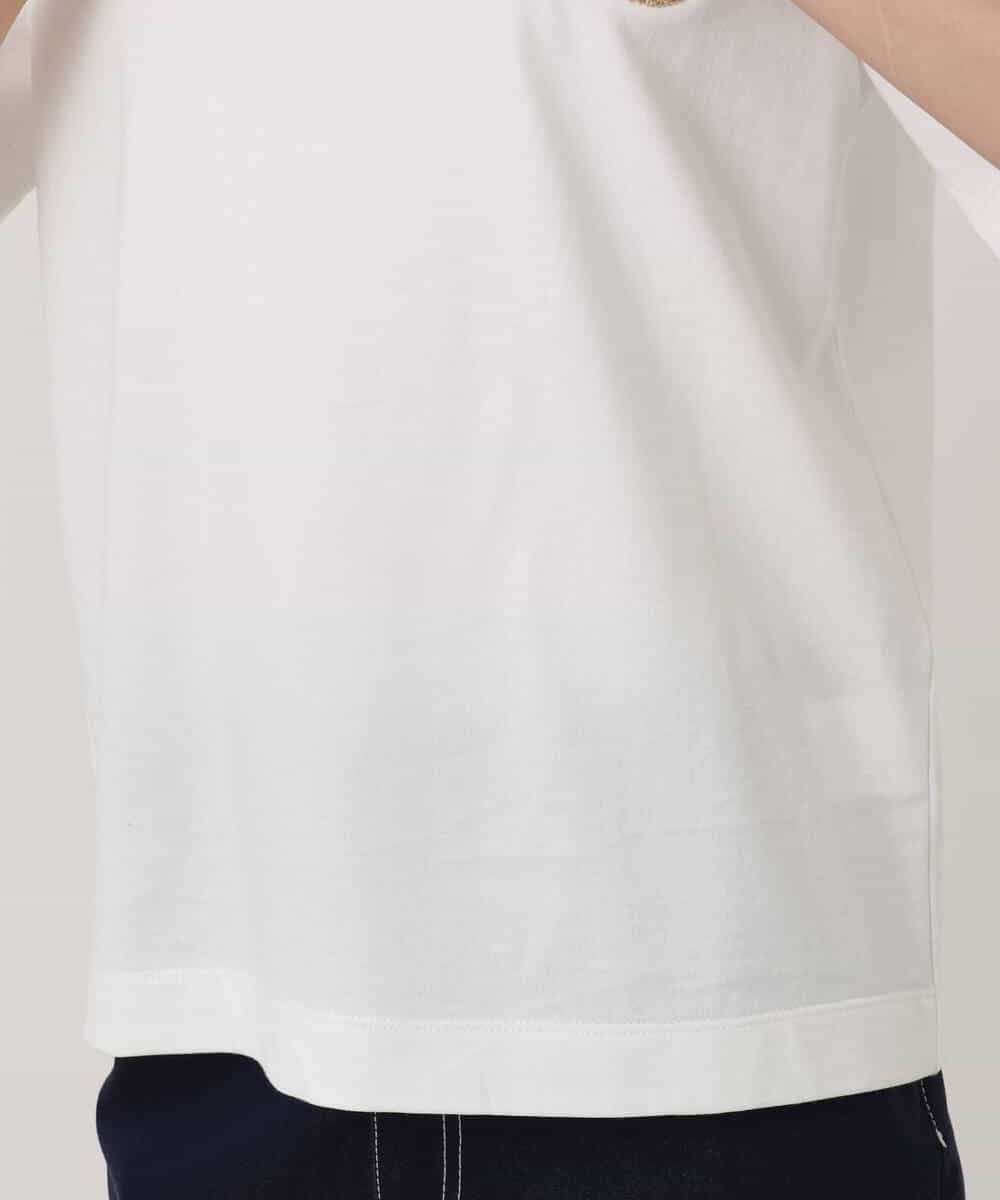 F1KJA21080 MK MICHEL KLEIN(小さいサイズ)(メゾン ドゥ サンク) 【小さいサイズ】イニシャル刺繍コットンTシャツ/UVカット/接触冷感/洗える ホワイト
