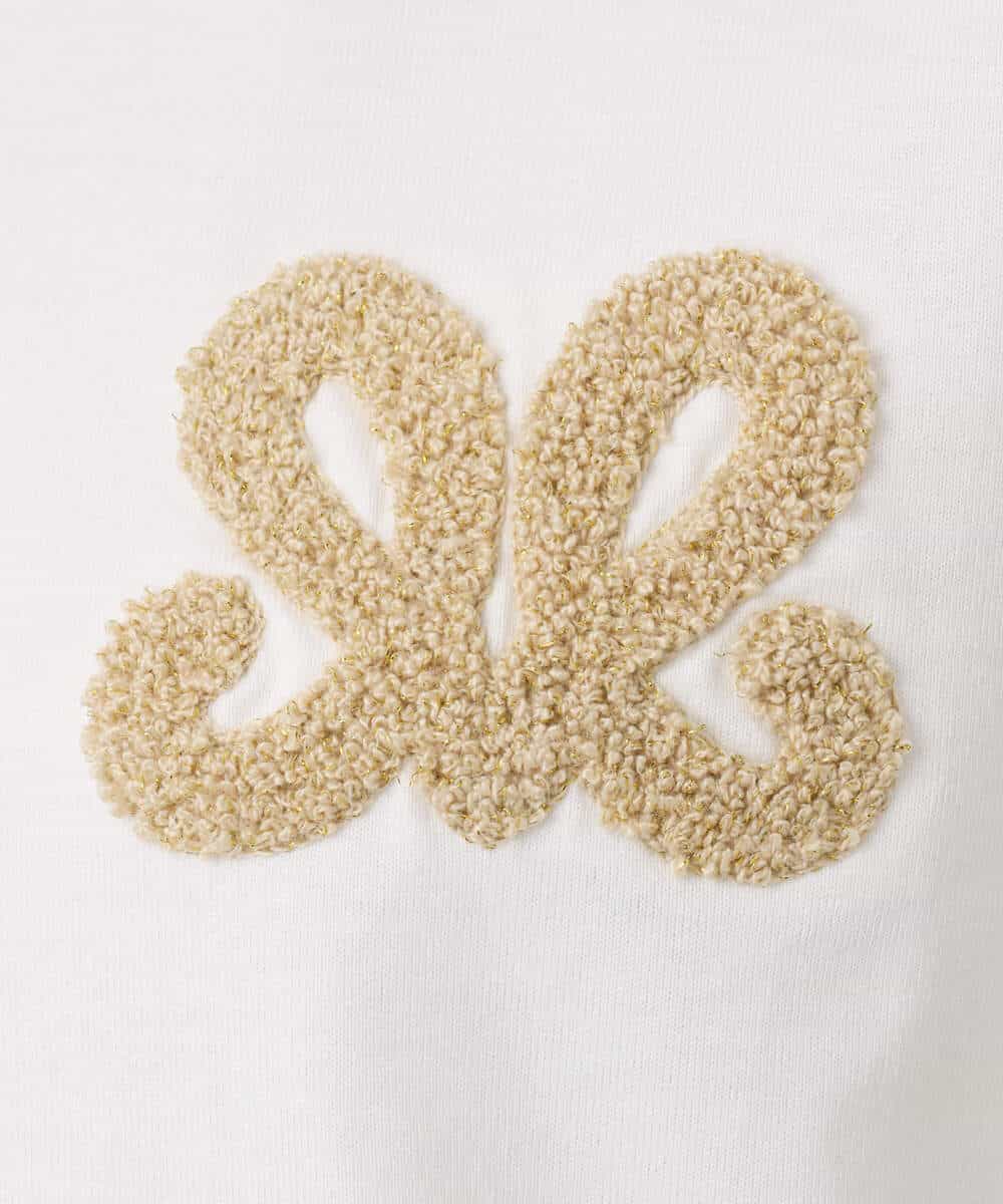 F1KJA21080 MK MICHEL KLEIN(小さいサイズ)(メゾン ドゥ サンク) 【小さいサイズ】イニシャル刺繍コットンTシャツ/UVカット/接触冷感/洗える ホワイト