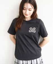 F1KJA21080 MK MICHEL KLEIN(小さいサイズ)(メゾン ドゥ サンク) 【小さいサイズ】イニシャル刺繍コットンTシャツ/UVカット/接触冷感/洗える ダークグレー