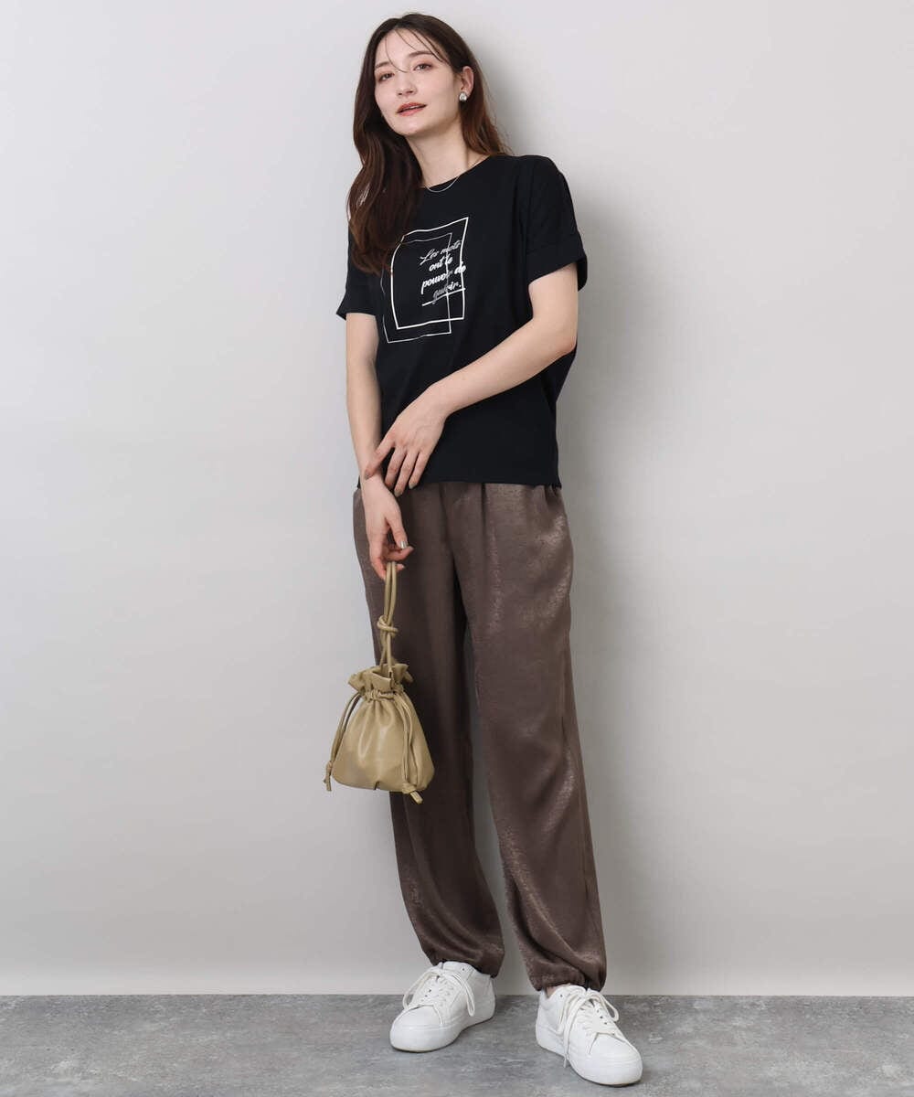 F1KJA70080 MK MICHEL KLEIN(小さいサイズ)(メゾン ドゥ サンク) 【小さいサイズ】フレームロゴデザインTシャツ/UVカット/接触冷感/洗濯機で洗える ホワイト