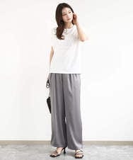 F1KJA70080 MK MICHEL KLEIN(小さいサイズ)(メゾン ドゥ サンク) 【小さいサイズ】フレームロゴデザインTシャツ/UVカット/接触冷感/洗濯機で洗える ホワイト