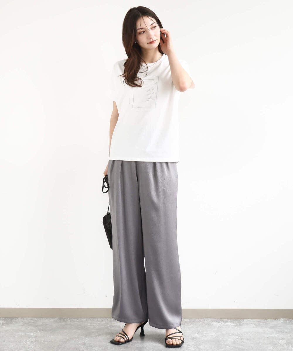 F1KJA70080 MK MICHEL KLEIN(小さいサイズ)(メゾン ドゥ サンク) 【小さいサイズ】フレームロゴデザインTシャツ/UVカット/接触冷感/洗濯機で洗える ホワイト