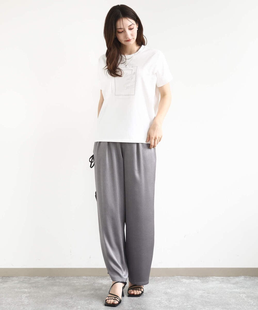 F1KJA70080 MK MICHEL KLEIN(小さいサイズ)(メゾン ドゥ サンク) 【小さいサイズ】フレームロゴデザインTシャツ/UVカット/接触冷感/洗濯機で洗える ホワイト