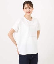 F1KJA70080 MK MICHEL KLEIN(小さいサイズ)(メゾン ドゥ サンク) 【小さいサイズ】フレームロゴデザインTシャツ/UVカット/接触冷感/洗濯機で洗える ホワイト
