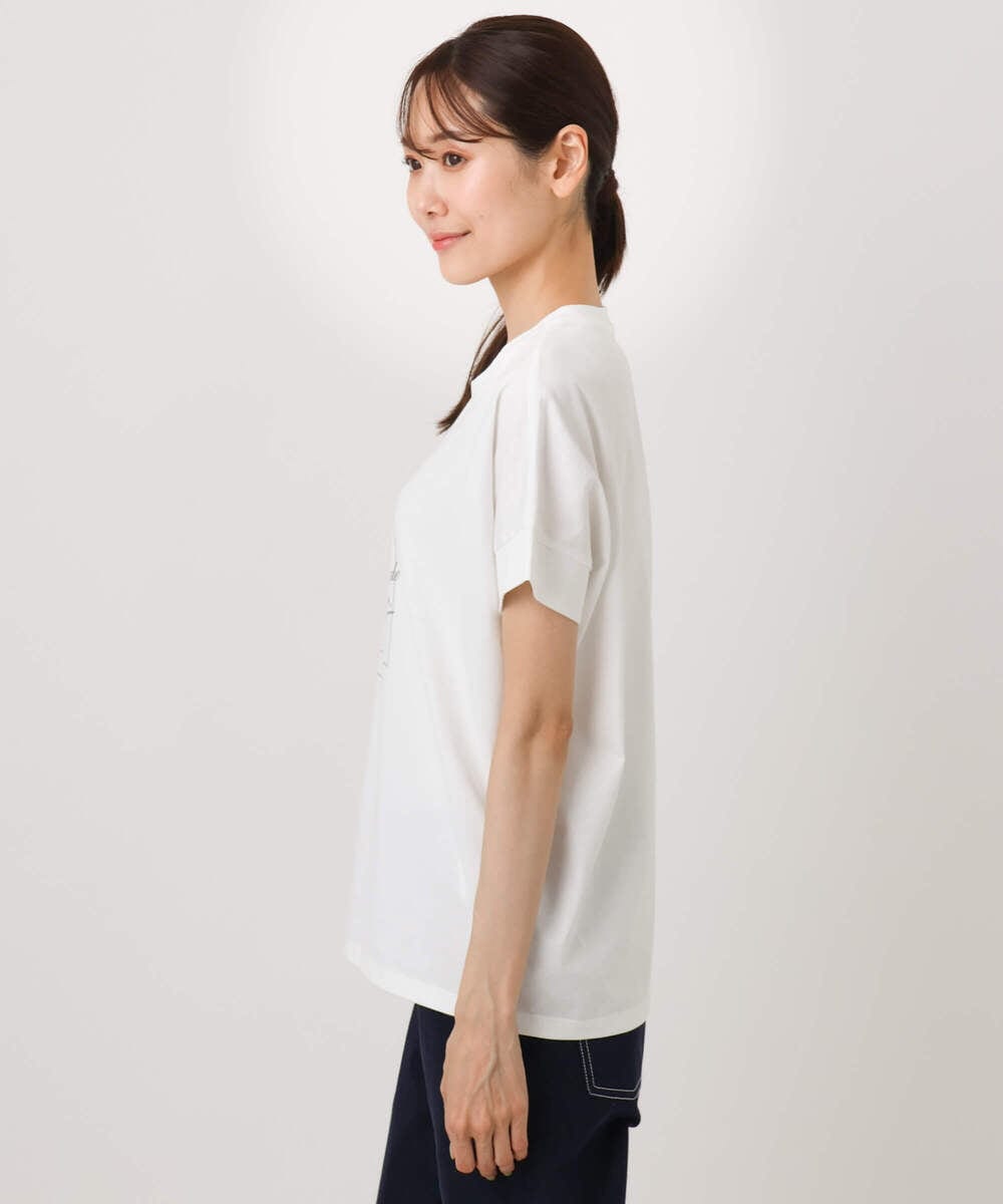 F1KJA70080 MK MICHEL KLEIN(小さいサイズ)(メゾン ドゥ サンク) 【小さいサイズ】フレームロゴデザインTシャツ/UVカット/接触冷感/洗濯機で洗える ホワイト
